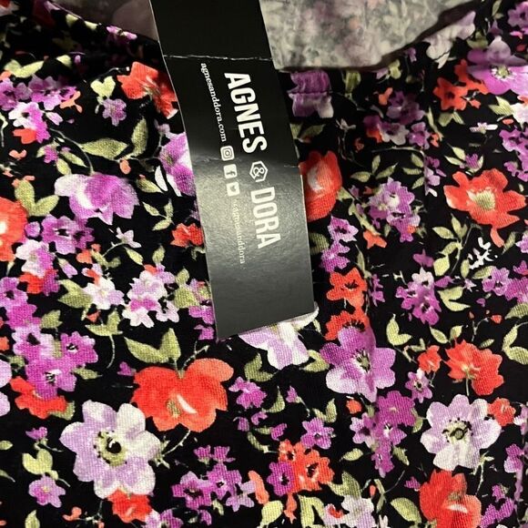 AGNES & DORA Hi Lo Tee Blouse Women' s Large Purple Orange Floral - Picture 5 of 5